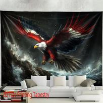 Majestic Bald Eagle Flying Tapestry Wall Hanging Print Art Decor Wildlife Nature Storm Scene Bohemian Room Decor 100X70CM black