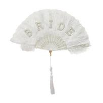 Bride to Be Bridal Lace Feather Fan Pearls Studded BRIDE Photo Props balta
