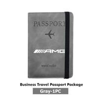 Car RFID Passport Clip Pocket PU Leather Passport Wallet Holder For Mercedes Benz AMG W204 W205 W203 W211 W201 W210 W108 W124 IQ9 gray