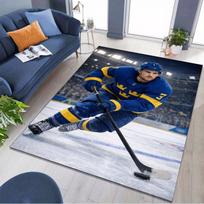 Sweden Ice Hockey Player Athlete Print Area Rug Hockey Sports Non‑Slip Rectangular Floor Mat Sports Fan Gaming Room Living Bedroom Home Decor Rug 40x60cm( 15x23in ) blue