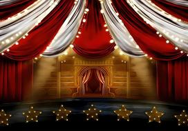 Cute Red Circus Tent Backdrop Star & Red Balloon Carnival Night Theme Kids Birthday Baby Shower Party Photo Background Supplies 47.2x31.5inch/120*80cm brown