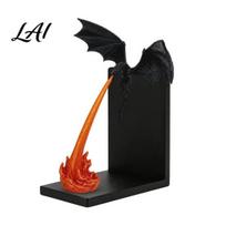 Gift for Fantasy Lovers Dragon Flame Book Nook Decor 3D Printed Fire-Breathing Figurine Glow in Heavy Duty Support The Dark Ornament Statue raudona