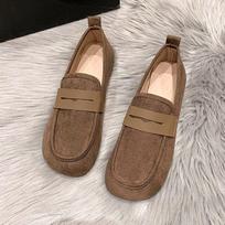 Spring and Autumn Retro Round Toe Office Loafers Shoes for Women Cheap Clearance Stylish 39 Quick Delivery Slip-on Woman Flats 35 brown