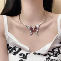 Sweet & Spicy Butterfly Clavicle Necklace - Chic Inlaid Design, Women's Fashion Ins Style gray