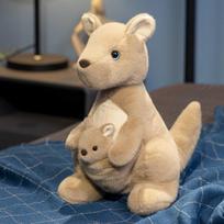 Cute simulated mother and son kangaroo doll plush toy wallaby doll children's soothing rag doll birthday gift 22cm（0.16kg） beige