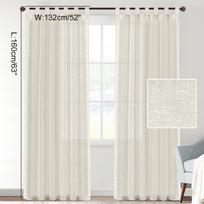 Flax Linen Blend Curtains 2 Panels Light Filtering Linen Semi Sheer Window Treatments for Farmhouse Living Room Dining Door as the picture white