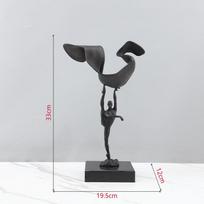 Minimalist Ribbon Gymnastics Figures Statue Desk Decoration Ornaments Abstract Character Metal Sculpture Room Aesthetic Decor gray