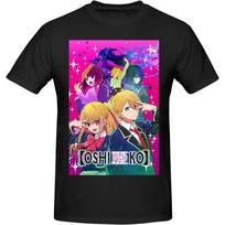 Oshi Anime No Ko Marškinėliai Vyriški Personalizuoti Trumpomis Rankovėmis Madingi Grafiniai T-shirt'ai Šaunūs Laisvalaikio Viršutiniai Drabužiai Juodi(2) S juoda