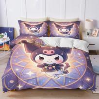 Kuromi Sanrio Christmas Gifts Duvet Cover Set Bedding Comforter Sets King Size 3D Children'S Bedding Set 3-Piece Home EU Single(135*200cm)3pcs gray
