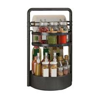 Rotating Spice Rack with Built-in Paper Towel Holder 360 Degree Double-Layer Adjustable Height Organizer Metal Kitchen Storage Rack