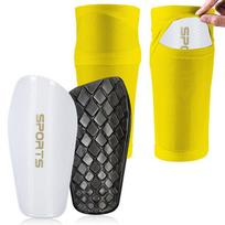 Loogdeel Sports Set Soccer Shin Guard Lower Legs Cover Independent Pocket Anti-Drop Elastic Breathable Football Unisex Protective Gears S geltona