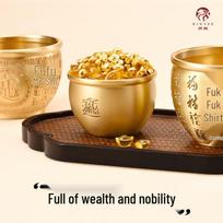 Brass Feng Shui Wealth Accumulation Jar orange