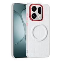 For Oppo Find X9 and X9 Pro Leather Case Magnetic Suction Contrast Color Keys Lens Frame Anti-Fingerprint Soft Silicone Cover Artificial leather&OPPO Find X9 gray