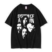System of A Down Face Graphic T-shirt Men Women Vintage Rock Oversized T Shirt Male Classic 90s Alternative Metal Merch T-shirts 4XL black