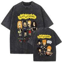 Washed Vintage Rock Band Alice in Chains T-shirt Machos Rule Beavis and Butt Head T-shirts Men Women Gothic Punk Funny T Shirts L įvairiaspalvis