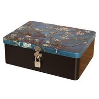 Vintage Tinplate Box with Lock Key Metal Box Convenient Desktop Storage Case B gray