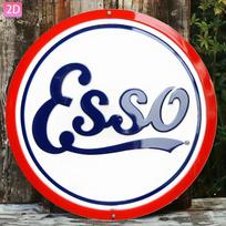 High Definition Wooden Board Painting Vintage Esso Oil Round Wall Art Retro Gas Station Classic Logo Decorative Plaque D Fla 20x20cm(8x8inch) blue