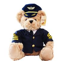 Pilot Captain Teddy Bear Plush Doll 25 To 30 Cm Soft Stuffed High Quality Kawaii Plushie Home Decor Birthday Gift For Adults High 25CM bagged beige