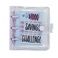 $150/300/500/1000 Money Saving Binder PVC Mini Budget Binder Envelope Savings Challenge  Kids purple-1000 gray