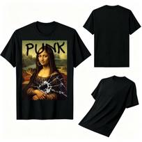 Funny Punk Mona Lisa Parody T Shirt Grunge Art Graphic Casual Cotton Short Sleeve Gift Tee Y2k Top Harajuku Summer S black
