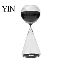 Minimalist Hourglass Ornaments, 15 Min Sand Timer, Nordic Ornament Home Decor, Artistic Glass Desktop Gift Office Desk Decor Timer A black