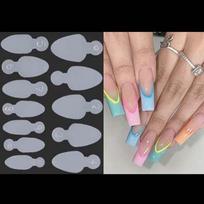 Silicone Nails Mold Pad Nails Mold Sticker French Forma Dual Sticker Gel Extension Nail Mold A01 black