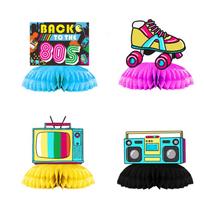 Retro 80-ųjų teminės vakarėlio dekoracijos, 4 vnt. pakuotė One Size blue