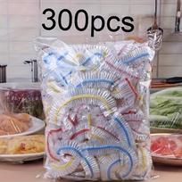 100/300Pcs Stretchable Food Covers, Reusable Bowl & Container Lids, Elastic Fresh-Keeping Covers for Pots, Bowls & Cups 300 Pieces white
