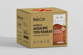 BeloCat TOFU natūralus kačių kraikas - Karamelinio Macchiato kvapo | 6 L / 2,5 kg - 8 vnt. x 6 L
