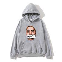 Eminem Hoodie Funko Pop RAPPER Long Sleeve Sweatshirt for Fleece Graphic Printing Clothing Ropa Hombre Hooded Pullovers S white