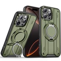 360° metalinis žiedas Stovas Magnetinis dėklas IPhone 16 14 11 13 12 15 Pro Max Plus Magsafe Belaidžio įkrovimo Šarvuotas Anti-fall Dangtelis For iphone 13 Pro žalia