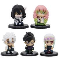 5pcs Anime Demon Slayer Figure Nezuko Tanjirou Zenitsu Inosuke Kyoujurou Giyuu Kawaii Qposket PVC Model Toys children Gift gray