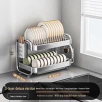 Yuzhuxun 2-Tier Stainless Steel Wall-Mounted Dish Drying Rack gray