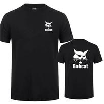 Bobcat marškinėliai vasarai vyrams trumpomis rankovėmis medvilniniai Bobcat sunkiosios technikos logotipas marškinėliai su spauda apvalia iškirpte patogūs vyriški viršūnės S black