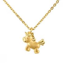 Porti 24k Gold Unicorn Pendant Necklace 1.875g Single option beige