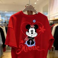Disney Minnie Mouse Graphic T Shirt Women Man Cotton Short Sleeve Tee Cartoon Print Oversized Casual Summer Top 2026 Fashion Y2k S red