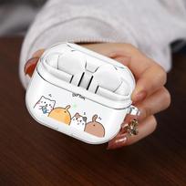 Case For Samsung Galaxy Buds 2 Live 4Pro 3 FE 2Pro 3Pro 4 Pro Clear Earphone Cases Cover With Hook Cute Cartoon Cat Buds Pro white