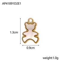 CARLIDANA Stainless Steel Gold Plated Teddy Bear Pendant Cute 3D Teddy Bear Hollow Pendant Charm Waterproof for DIY Jewelry beige