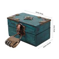Vintage Jewelry Box Wooden Storage Boxes With Lock 9x5.5x5cm Retro Style Treasure Chest Small Trinket Keepsake Container smaragdas