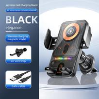 Auto Clamping 15W Wireless Car Charger Adapter Super Fast Charging Air Vent Car Phone Holder for iPhone 16 15 Pro Max Samsung F18-Black gray