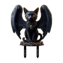 Garden Stake Decoration Black Cat with Wings Outdoor Yard Ornament Gothic Style Resin Sculpture for Lawn Patio Pathway One Size black