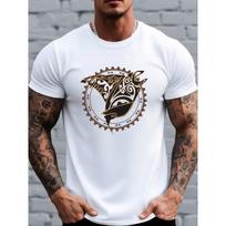Men'S Tribal Manta Ray Print T-Shirt, Polynesian Stingray Tattoo Style Crew Neck Top, Comfortable Short Sleeves, Casual Marine Style Streetwear 2XL juoda