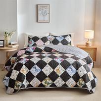 Vandeniu plautas šukuotas medvilninis skaitmeninės spaudos 3 dalių pledų komplektas, dvipusis vasarinis antklodė (264x230 cm) 229x229 3-piece set (Pillowcase 51x66)