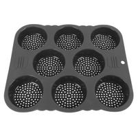 Hamburger Bun Mold Silicone 8 Cavity Easy Release Heat Resistant Hamburger Bread Bakery Pan for Kitchen black