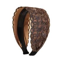 Non Slip Wide Edge Hair Hoop Elastic Head Wrap Sweet Headdress  Female/Girls chaki