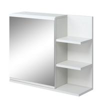 Vonios veidrodinė spintelė su lentyna 3 šoninės lentynos Sieninio tvirtinimo rinkinys komplekte Medis Baltos spalvos 60 x 18 x 50 cm