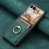 For Motorola Razr 50 Ultra Mooto Razr40 Retro Plain PU Leather Card Slot Holder Wallet Phone Case Ring Bracket Shockproof Cover For Moto Razr 40