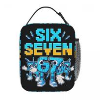67 Six Seven 6-7 Funny Italian Brainrot Thermal Insulated Lunch Bags for Picnic Portable Food Bag Container Thermal Lunch Box One Size black