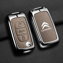 Metalinis Odinis Automobilio Atsidengiantis Raktų Dėklas Dangtelis Apsauginis Korpusas Raktų Pakabukas Citroen C2 C3 C4 C5 C6 C8 Xsara Picasso Berlingo rvdn46 gray