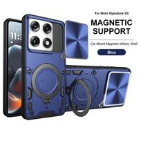For Motorola Signature 5G Case Slide Camera Protection Armor Phone Funda For Moto Signature Car Magnetic Holder Metal Ring Cover Motorola Signature gray